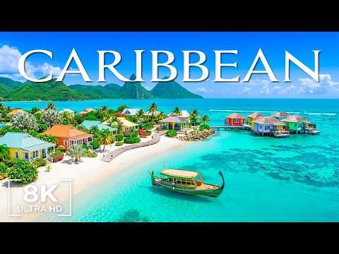 CARIBBEAN 🏖️ 8K Drone Footage | Turquoise Beaches, Palm Islands & Luxury Deep House Music
