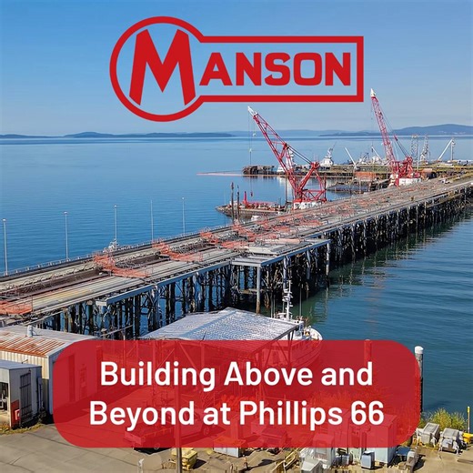 Designed to enhance the transportation of equipment and materials to oil tankers and fuel ships, the new 1,800-ft concrete structure—designed by Manson Construction Co.—promises greater efficiency and reliability for national energy company, Phillips 66, in Ferndale, WA. Read “Building Above and Beyond at Phillips 66,” on our blog, “A Deeper Dig, to learn more.” https://ow.ly/HCm750Y8voU Written by: J.Anthony Tedpahogo—Marketing & Communications Coordinator | Manson Construction Co.