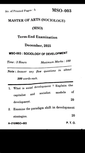 IGNOU MSO 003 Question | December 2025 #mso003 #ignoumso003 #ignoumasociology