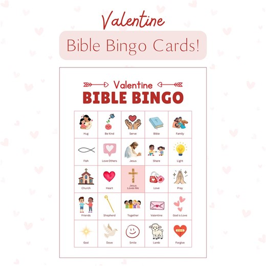 Valentine Bible Bingo for Kids | Christian Valentine's Games | Church Ministry & Sunday School Activity | Printable Bingo - Etsy