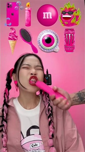 Random Pink Food ASMR Mukbang 🙃😲📱😱#shorts