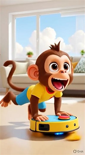 Monkey Riding Robot Cleaner 🤖🐒 | Chintu Monkey Cartoon #chintutv