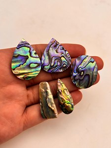 Natural Abalone Shell Cabochons, Mixed Shapes, Jewelry Making, Lot of 5 | Flat Back Stones - Etsy
