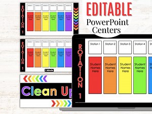 Editable Powerpoint Center Chart Template | Teacher Rotation, Timers (digital Download) - Etsy Canada