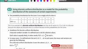Alevel 数学 Edexcel S1 Chapter 6.7 Discrete Uniform Distribution