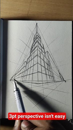 Day 13 – The Magic of 3 Point Perspective Drawing | #shorts