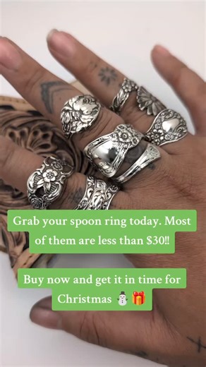 ✨ Reminder: New Collection Still Available ✨ If you missed it earlier this week, the new spoon ring collection is live — and every single piece is handcrafted by me from authentic antique spoons 🤍 No two rings are alike, and once these are gone, they’re gone for good. 🎄 Shop now to have it in hand in time for Christmas — these make incredibly meaningful, one-of-a-kind gifts (or a timeless treat for yourself). Don’t wait… holiday shipping windows are closing fast ✨ #SpoonRing #AntiqueSpoonRing 