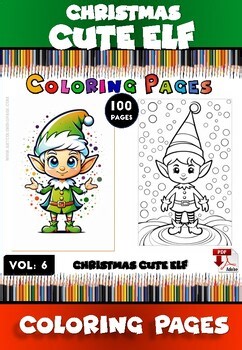 Coloring Page Elf for Kids Vol. 6 – 100 Festive and Creative Holiday Designs