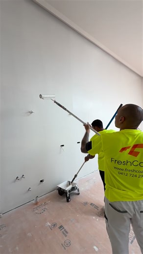 Fresh walls, fresh start. Another new build getting the full treatment 👌 #FreshCoat #PainterLife #SydneyPainters #ProfessionalPainters #InteriorPainting #NewBuild #PaintingProject #BeforeAndAfter #FreshCoatFinish #PaintingAustralia #PaintWork #WallRolling #HighCeilingPainting | Fresh Coat Sydney Painters