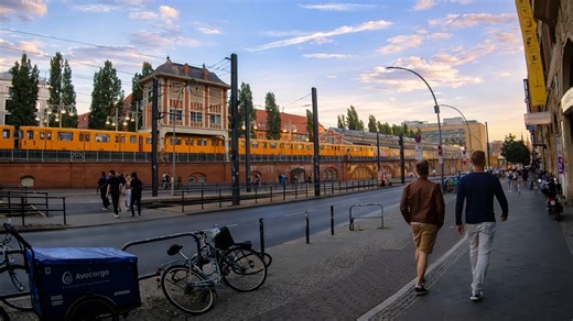 Berlin Germany scenic tram street walk in Friedrichshain (4K)