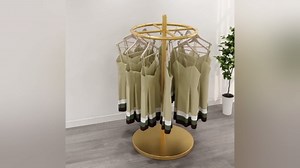 Round Garment Rack, Floor Standing Rotatable Clothing Rack, Portable Retail Display stand for Hanging Clothes Bedrooms Boutiques Commercial Shop Laundry Room