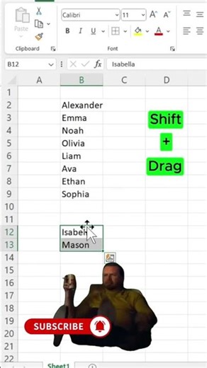 "Shift + Drag = Magic! 😳🔥"in excel #excelshortcuts #excel #exceltips