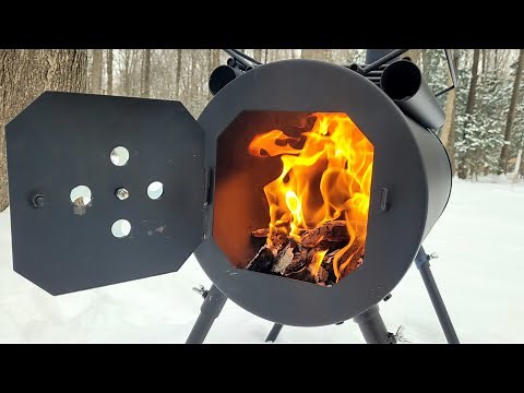Princess Auto Wood Burning Camp Stove - Setup & Burn In Process