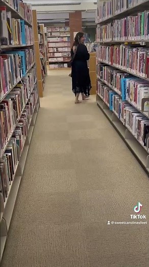 Barefoot in the library!