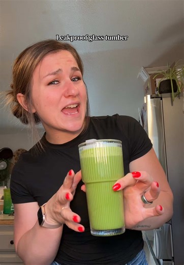 thick ribbed glass, totally leakproof & dishwasher safe! the best cups!! #glassware #glasscupswithstraw #icedcoffeeathome #leakproof