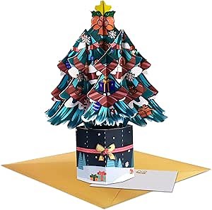 Magic Ants 3D Paper Pop Up Card - 9-Inch Life-Sized Forever Christmas Tree Bouquet - Popup Christmas Card with Blank Note Card and Envelope