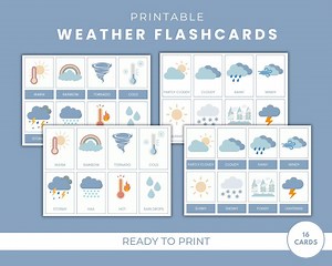 16 Weather Flashcards for Kids - Montessori-inspired Learning Tool for Toddlers and Preschoolers - Etsy Australia
