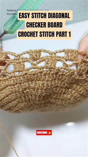 Easy stitch Diagonal Checker board crochet stitch part 1 #crochet #stitch #icancrochet #shorts