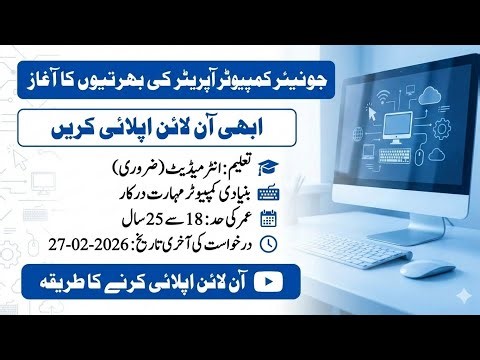 Junior Computer Operator Job in PITB Apply Online | Punjab Information Technology Board | Job Portal