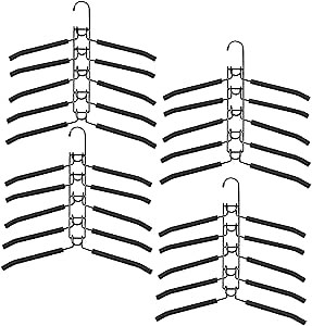 YiSeyruo Clothes Hangers Space Saving: 4 Pack 5 in 1 Multi Layer Metal Hanger Racks Non-Slip Foam Padded Heavy Duty Thick Magic Hanger Closet Organizers and Storage for Coat Sweater Suit T-Shirt.