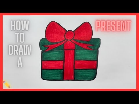 How to draw a Present 🎁 Christmas drawings