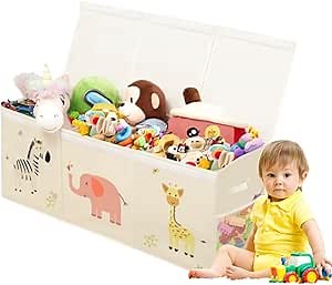 Nelio Extra Large Toy Chest - Big toy box for girls, Toy boxes for kids extra large, Decorative toy storage boxes with lids, Toy organizers and storage for Bedroom, Playroom, Nursery 40" Lx14 Wx16 H