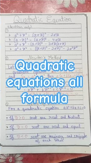 Quadratic equations all formula ⁉️#mathematics #jeemains