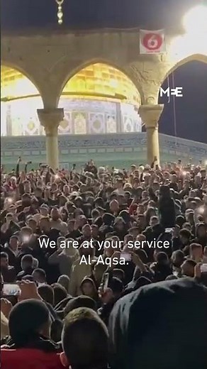 Palestinians protest after dawn prayers at Al-Aqsa Mosque