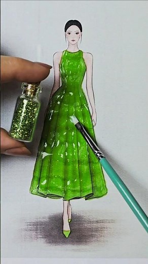 Green glitter dress 💚 #glitter#colors#art#paint#craft#artist#short#artwork