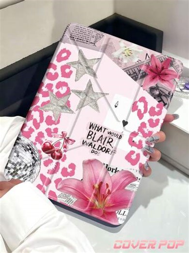 Pink Leopard Print & Lily Flowers Pattern Tablet Case Compatible With IPad Air 11-Inch M3 2025 / M2 2024, Air 5th Generation 2022 , (A16) 11 Inch 11th Generation 2025,Compatible With Samsung Galaxy Tab,Kindle Paperwhite 12th Gen 2024, Clear Back ,Fashion Pattern Protective Case,Automatic Sleep And Wake-Up Function, Airbag Protection, Suitable For Gifts And Office Use | SHEIN