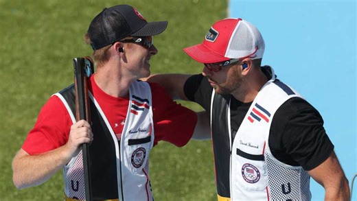 Watch: U.S. takes gold, silver in skeet shooting as coach bests his student