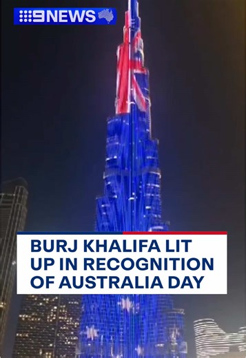 On Australia Day, the iconic Burj Khalifa - the world’s tallest building - in Dubai was illuminated with the Australian Flag, recognising the 50th anniversary of diplomatic relations between Australia and the UAE. #9News