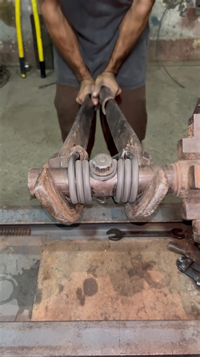 Double Iron Wire Spring Making on Lathe Machine | 9mm Heavy Coil Spring Process #youtubeshorts