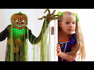 Diana and Roma goes Trick or Treating for Halloween with Candy Haul - Videos For Kids