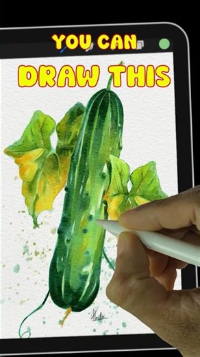 YOU CAN DRAW This 🥒✨ | Procreate Watercolor Cucumber #art #shorts