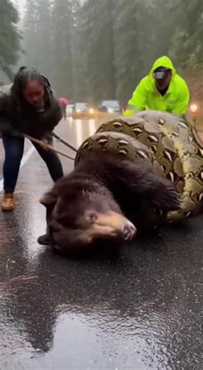 A rider in the middle of the forest rescues an animal that is being strangled by a python#sora2