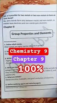 Chemistry Class 9 || Chapter 9 Important Short & Long Questions || Board Exam 2025–26