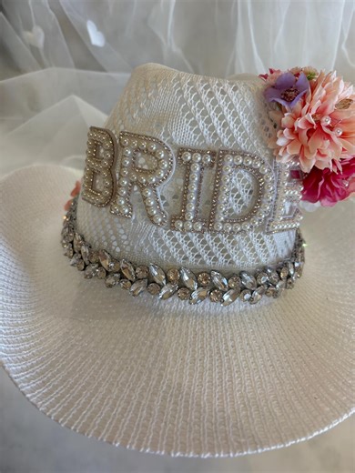 Hen Party/hen Do Bride to Be Hat. - Pretty N’ Glam White Fedora With Flowers + Veil - Great for Summer and Outdoors! - Etsy
