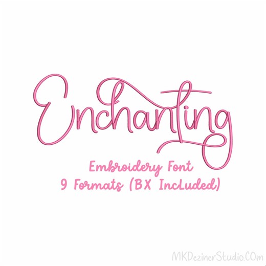 Enchanting Script Embroidery Font With Swashes - 6 Sizes (digital Download) - Etsy
