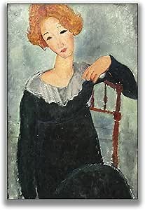 OKRA Amedeo Modigliani Poster - Women With Red Hair Canvas Wall Art - Portraits of Famous People - Copy of Famous Paintings - Bedroom Living Room Hotel Home Decoration Unframed (12x18in/30x45cm)…