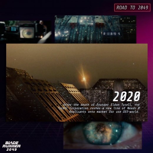 47K views · 263 shares | In 2020, the Tyrell Corporation rushes a new line of Nexus 8 Replicants for use off-world. Journey the #RoadTo2049: Roadto2049.BladeRunnerMovie.com #BladeRunner2049 | Blade Runner 2049 | Facebook