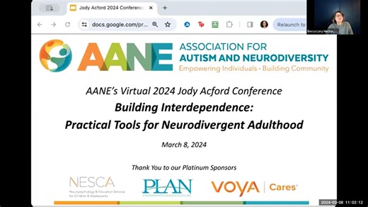 AANE’s 2024 Virtual Jody Acford Conference: Building Interdependence, Practical Tools for Neurodivergent Adulthood