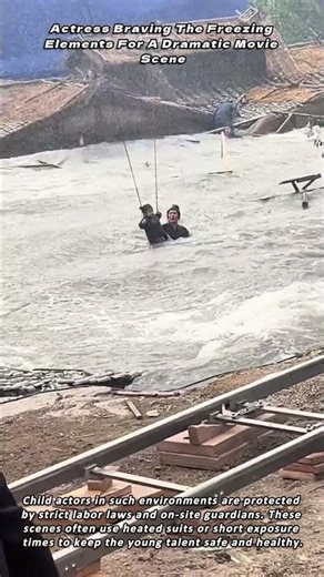 Actress Braving The Freezing Elements For A Dramatic Movie Scene