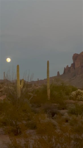 The moonrise from behind the Superstition Mountains was equally as beautiful as the paintbrush sunset behind me! | Jeremy Johnson Photography