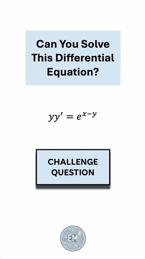 ElectricalMath on Instagram: "Can you solve this differential equation? Using laws of indices and the Leibniz notation for the derivative, we separate the variables and integrate both sides. What’s your take on the challenge question? Can you express the answer in explicit from? #math #calculus #integral #differentialequations"
