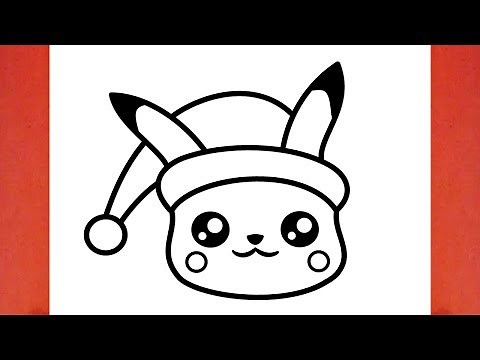 HOW TO DRAW CUTE PIKACHU WITH A CHRISTMAS HAT
