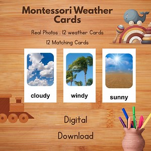 Cartes météo Montessori pour les tout-petits, vraie carte météo avec photo, jeu de correspondance météo pour les enfants d'âge préscolaire, cartes éducatives pour enfants, écoles à la maison - Etsy France