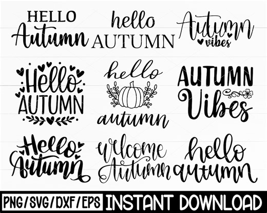 Hello Autumn SVG Bundle, Fall Vibes Clipart (digital Download) - Etsy Australia
