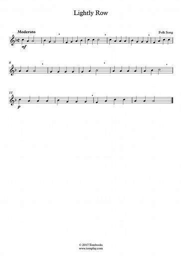 Lightly Row (Traditional) - Flute Sheet Music