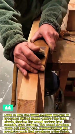 Wood Peeling Process: Producing a Flat Surface with Skilled Handwork.